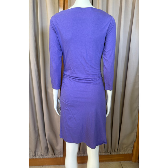 Patagonia Purple Ruched Knit Dress 3/4 Sleeve Sz S Small Organic Cotton Blend - Picture 3 of 8